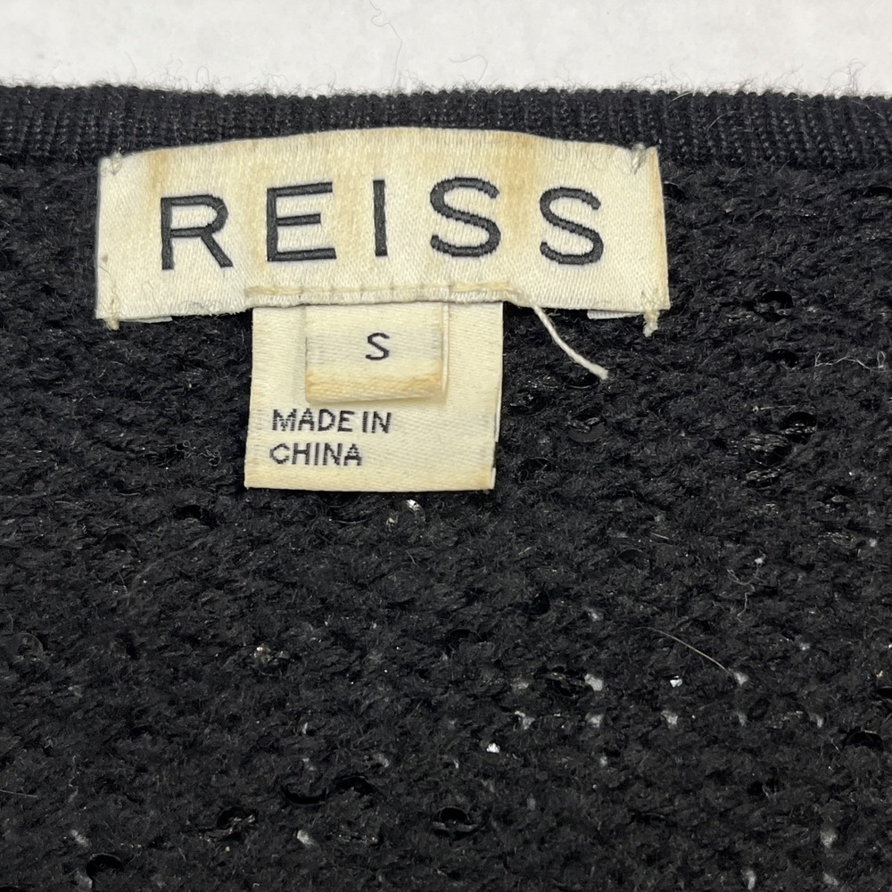 Reiss Sweater Womens S Black Lightweight Knit Sequin Pullover Classic Sparkle - Picture 3 of 6